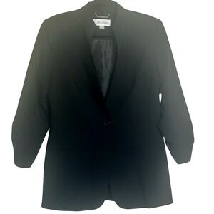 Calvin Klein Women's Ruched Sleeve One Button Blazer Suit Jacket Size 6 Career